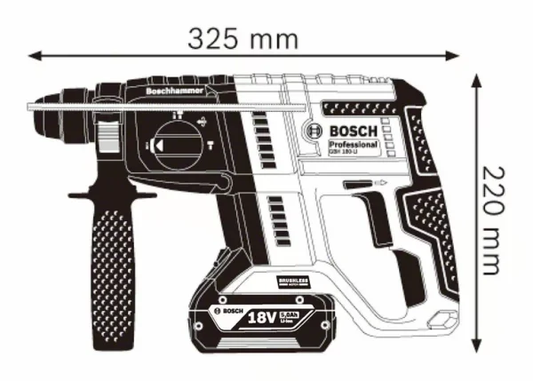 GBH 180-LI (2x4,0 Ah) + Case 0611911121 პერფერატორი უნახშირო ძრავით