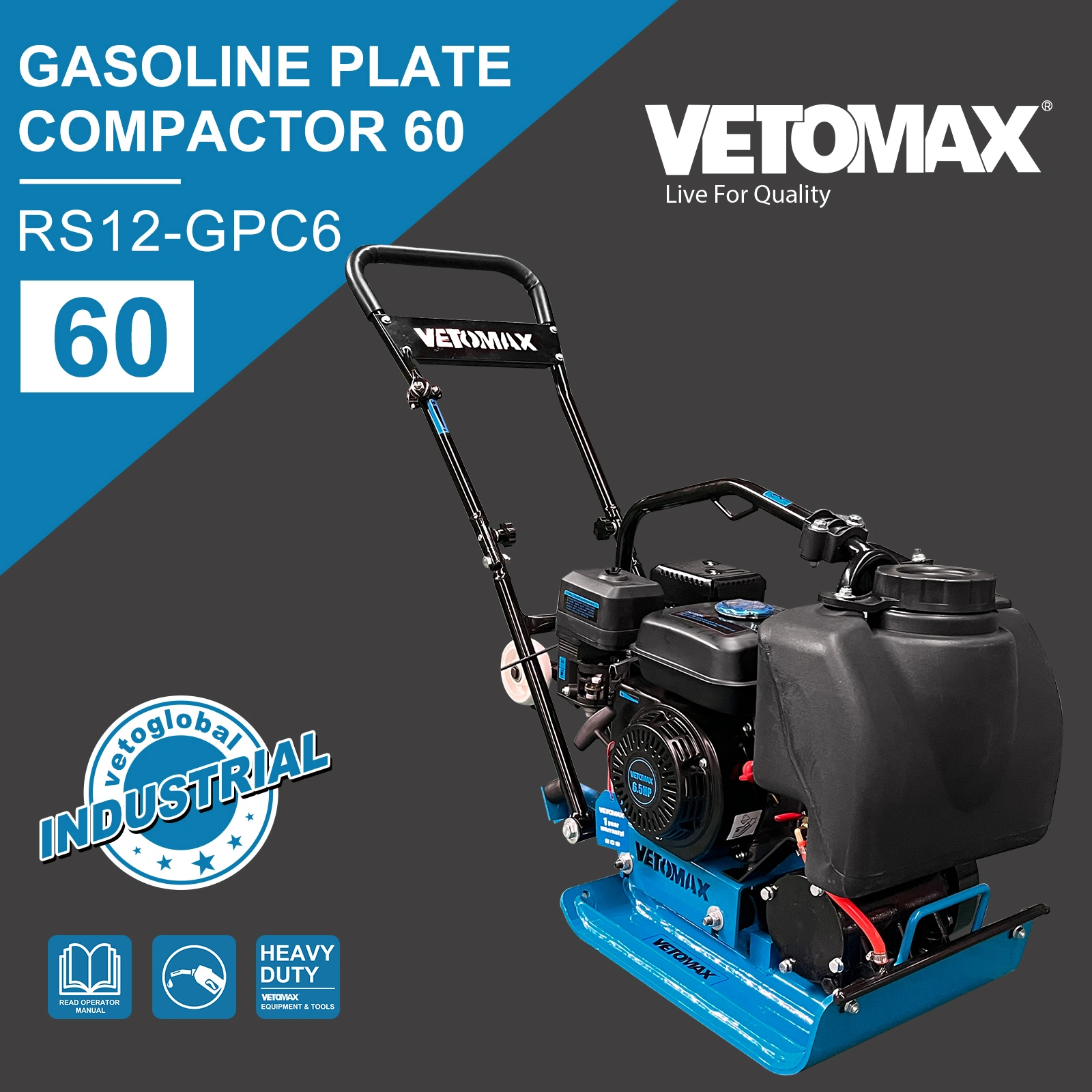 RS12-GPC6 გრუნტის სატკეპნი ბენზინზე VETOMAX